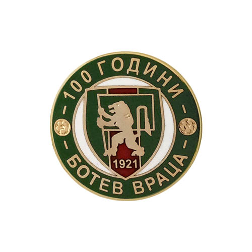 Pin badge 100 years Botev Vratsa 32.2mm gilded