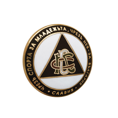 Luxury pin badge Slavia Tangle with slogan - black - screw